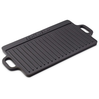 Echtwerk Grillplatte Small 45,5 x 23 x 1,5cm aus Gusseisen mit 2 Griffen und Emaille-Beschichtung, Grillpfanne/ Grillplatte für Feuerstelle, Grillplatz, Lagerfeuer, Ofen oder Herd