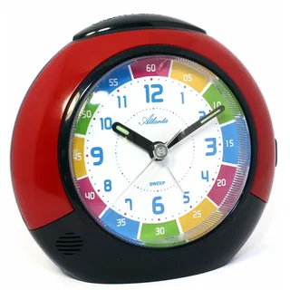 Atlanta Kinderwecker ohne Ticken Leisegang Quarz Licht Snooze (Rot A)