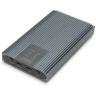 Digitus USB M.2 NVMe Clonestation, SSD, NVMe, 20Gbits, USB 3.2 Gen2, Aluminium, toolfree (M.2), Festplattengehäuse, Silber
