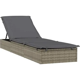 vidaXL Sonnenliege 1 Stk. mit Auflage Grau 201x55x62 cm Poly Rattan - Grau