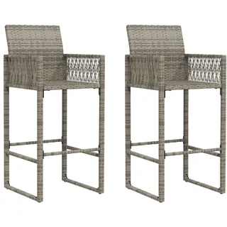 vidaXL Garten-Barhocker 2 Stk. Grau Poly Rattan - Grau
