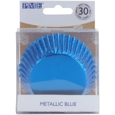 PME - Metallic-Backformen für Cupcakes - Blau, Packung mit 30 Stück
