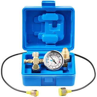 Vevor hydraulisches Stickstoffspeicher Ladeset, 0–1420 PSI Stickstoff Füllset, Druckprüfsystem mit 1 Manometer & 1 Gasschlauch & 1 Ventilkörper & 1 CGA580-Adapter für Baumaschinen