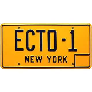 OPO 10 - ECTO 1 Auto Metall Nummernschild Replik kompatibel mit 1959 Cadillac Orange aus dem Ghostbusters Film (56)
