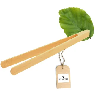 HOFMEISTER® Grillzange, 30 cm, für Wurst, Steaks & Gemüse auf dem BBQ, fester Griff dank Rillen-Fräsung, hygienisch & hitzebeständig, Bratwurst-Pinzette, Buchen-Holz