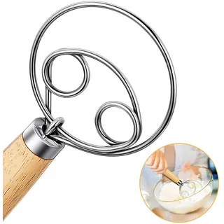 Dänischer Teigbesen,änischer Teigbesen13-Zoll-Holländischer Schneebesen Eierschläger Dänische Teig Schneebesen Mit Holzgriff Mixer 304 Edelstahldraht Für Brotkuchenherstellung