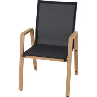 Siena Garden Stapelstuhl Aluminium mit Armlehnen Schwarz-Braun