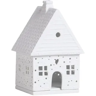 Räder Lichthaus Lebkuchen klein aus Porzellan unglasiert in der Farbe Weiß, Maße: 14 x 9 x 8,5 cm, 90318