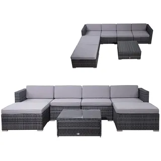 Svita LUGANO Polyrattan Lounge Gartenmöbel Set Gartenlounge Gartensofa Grau - Grau