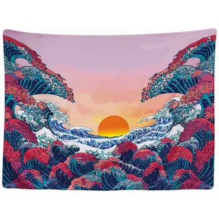 Ulticool - Wandteppich Tapestry Dekoration Wohnung - Natur Wellen Sonne Meer - 200 x 150 cm groß - Wandtuch Wandbehänge - Accessoires für Schlafzimmer Wohnzimmer Kinderzimmer