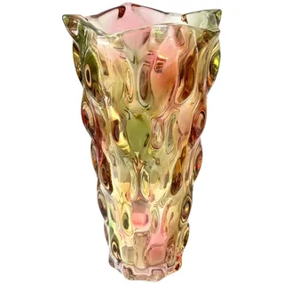 BSDLZCH Glasvase 23cm Schweres Glas Blumenvase, Lila/Orange Modern Elegant | Moderne, elegante Tischdekoration, große farbige Vase für Tulpen und Rosen, Wohnzimmer- und Bürodekoration