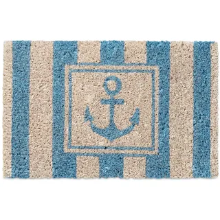 Relaxdays Fußmatte Kinder mit Bild Motiv Anker als Türvorleger klein für Kinderzimmer aus Kokos mit rutschfestem Boden aus Gummi Mini Fußabtretet und Türmatte HBT: 1,5 x 40 x 25 cm, Motiv: Anker