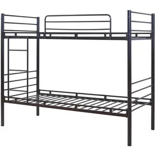 [en.casa] Etagenbett Bevapis 90 x 200 cm Metall schwarz schwarz