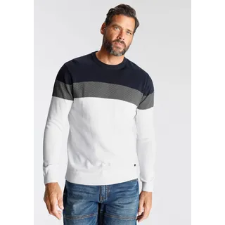 H.I.S Rundhalspullover »neue Farben!« Colorblocking, in leichter Strickqualität, weiß