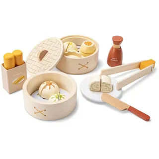 Woet – Holzspielzeug Dim Sum Spiellebensmittel für Kinder – Lebensmittel Spielzeug Set 23 Teile – Holz Essen für Kaufladen und Kinderküche – Ab 3 Jahren – Rollenspiel Geschenk für Mädchen und Jungen