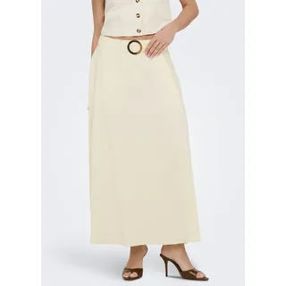 Maxirock JDY "JDYMILAN LINEN HW BELTED SKIRT WVN DIA", Damen, Gr. L (40), oatmeal detail:melange, Web, Obermaterial: 45% Baumwolle, 35% Viskose, 20% Leinen, meliert, Röcke Maxirock, Sommerrock mit Leinen