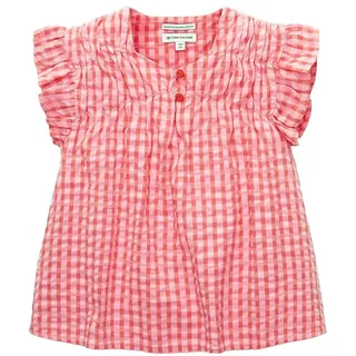 Tom Tailor Smocked Kurzarm-bluse - Pink Check - 92-98 cm