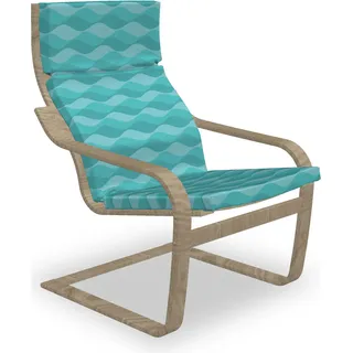 ABAKUHAUS Welle Poäng Sessel Polster, Abstrakt Unterwasser-Design, Sitzkissen mit Stuhlkissen mit Hakenschlaufe und Reißverschluss, Kadett-Blau Seafoam