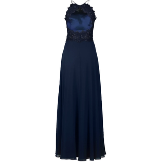 Abendkleid VERA MONT "Abendkleid rückenfrei", Damen, Gr. 50, EURO, blau (night sky), 100% Polyester PES., Kleider Abendkleid