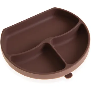 Babyjem Silikon Kinderteller Baby Teller rutschfest Tischset mit Saugnäpfen Babyteller Speiseteller, Mokka