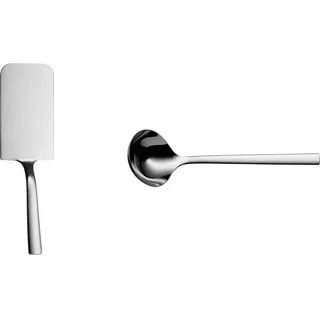WMF Nuova Lasagneheber 25 cm, Pizzaheber, Cromargan Edelstahl poliert, spülmaschinengeeignet & Nuova Suppenkelle 29 cm, Saucenlöffel, Kleiner Kellenkopf, 80ml, Cromargan Edelstahl poliert