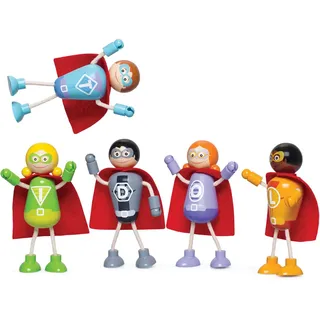 Tidlo Superhelden Spielzeugfiguren Holz - Superhelden Actionfiguren Set