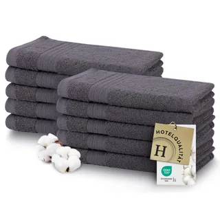 ZOLLNER 10er Set Gästehandtücher aus 100% Baumwolle, ca. 30x50 cm, grau