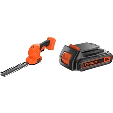 Black+Decker Akku Gras- und Strauchscheren-Set BCSS18B BCSS18B-XJ schwarz/orange & Li-Ion Slidepack Akku BL2018