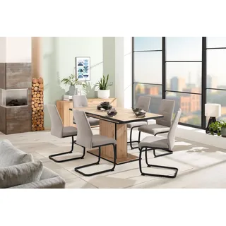 Hela Essgruppe »Ariana«, Esstisch mit 6 Stühlen, ausziehbarer Küchentisch« (Set, 7 tlg., 1 Tisch / Stühle), ausziehbar 120 -160 cm, Stuhlbezug Ökotex zertifiziert, waterfree, grau