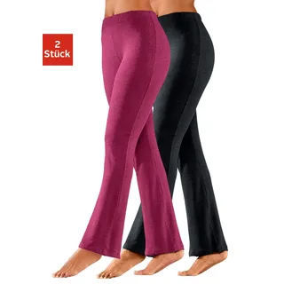 Jazzpants, Damen, Gr. 44/46, N-Gr, rosa (1x schwarz, 1x himbeere), Single Jersey, Obermaterial: 95% Baumwolle, 5% Elasthan, VIVANCE ACTIVE BY LASCANA, unifarben, Basic, Basic lang, Hosen Jazzpants, mit leicht ausgestelltem Bein, Loungewear, Topseller