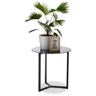 Relaxdays Beistelltisch Glas Metall Ø50x51cm