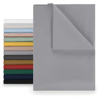 Blumtal® Basic Betttuch 280x275 cm für Matratzen 180x200 cm - Bettlaken ohne Gummi - Oeko-TEX zertifiziertes Betttuch ohne Gummi - Leintuch aus gebürstetem Microfaser - Bettlaken 180x200 cm in Grau