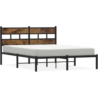 vidaXL Metallbett ohne Matratze Räuchereiche 140x190 cm - Braun