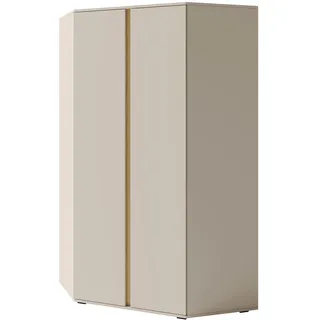 Eckschrank LICO 95x195 cm Kleiderschrank mit 2 Türen & 2 Kleiderstange & 8 Einlegeböden, Sandbeige - Beige