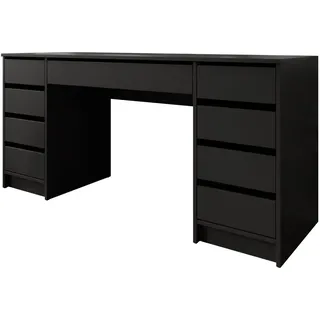 Mirjan24 Schreibtisch Ada Bis, Schlafzimmer Kosmetiktisch mit neun Schubladen (Farbe: Schwarz) - Schwarz