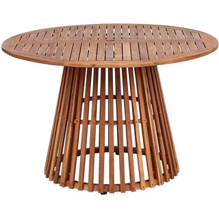 Beliani Gartentisch Heller Holzfarbton Agello , Hellbraun , rund , 120x74x120 cm , Gartenmöbel, Gartentische