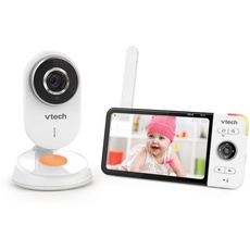 VTech - BM818 – Video-Babyphone Wide View HD – Display 5 Zoll (12,7 cm) Ultra Flach HD – Nachtlicht und Wiegenlieder 720p – Version FR, weiß