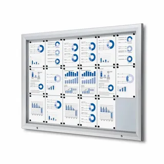Showdown® Displays Showdown® Abschließbarer Schaukasten Magnetisch 146,5 x 106,7 cm, silber 18 x DIN A4