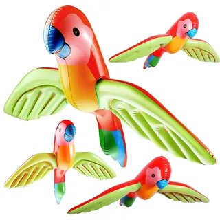 4 Stück Aufblasbarer Papagei, Pool Aufblasbare Papageien Spielzeug, Papagei Pirat Piraten Kostümzubehör, für Halloween Hawaii Dekor Party Strand Hintergrund, Tropische Vögel Deko (58X75cm)