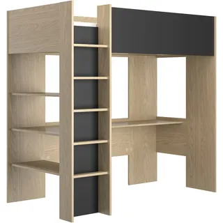 Gami Hochbett Nael 90 x 200 cm Eiche braun