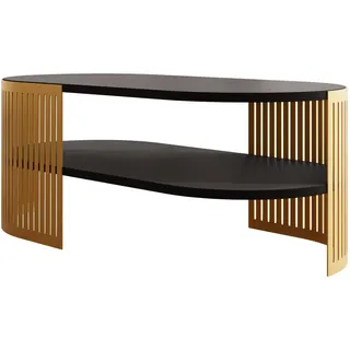 Mirjan24 Couchsitch Fikoli Oval Gold Ii , Schwarz, Goldfarben , Metall , Oval,Oval , 50x40x100 cm , Wohnzimmer, Wohnzimmertische, Couchtische