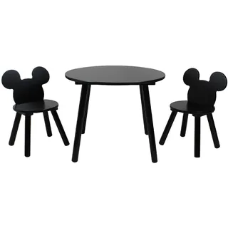 Disney Classic Micky Maus Tisch- und Stuhl-Set für 2 Personen, hält bis zu 30 kg pro Hocker, perfekt zum Spielen und für Aktivitäten, klein, schwarz