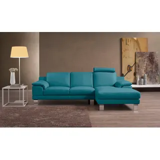 Egoitaliano Ecksofa »Shakira, Design und super Sitzkomfort auf hohem Niveau, tolle Details« mit Recamiere, L-Form, edle Füße, blau