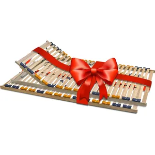 Coemo 2er Set Lattenrost MULTIRA 90x200 cm für Partner 7-Zonen 28 Leisten Kopfteil verstellbar Selbstmontage
