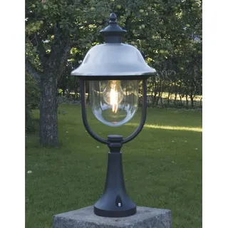 Konstsmide LED Außenleuchte Sockelleuchte, Landhausstil Laterne für außen, Schwarz-Silber