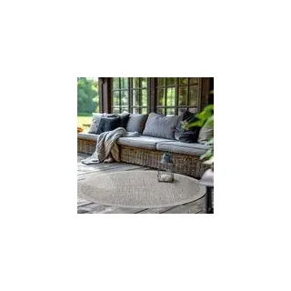 Outdoor Teppich Wetterfest Terrasse Balkon Garten Küchenteppich Einfarbiges Design Flachgewebe Sisal Look Waschbarer Teppich Verschiedene Große : 120 X 120 cm , Farbe : Grau - Grau