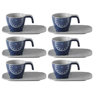 Espressotasse mit Welle Untersetzer, Melamin, Pacific - Serie 6er Set - Marine