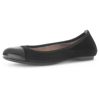 Ballerina GABOR, Damen, Gr. 39, schwarz, Glattleder, Veloursleder, Schuhe Ballerina, Flats, Komfortschuh, Businessschuh in klassischer Optik
