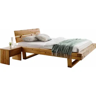 Home Affaire »Ultima, 3-tlg., Bettgestell & 2 Nachttische aus massivem Fichtenholz« Liegefläche 180x200cm, Belastbarkeit je Seite bis zu 200kg, beige (natur), B/H: 180cm x 200cm, Massivholz, Schlafzimmermöbel-Sets, Schlafzimmer-Set