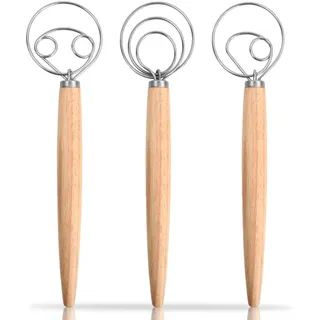 3 Stücke Dänischer Teigbesen, Dänischer Schneebesen Set, Brot Teigmischer 13 Zoll, Brotteig Schneebesen Mixer, Eierschläger für Küche, Brot, Teig, Kuchen, Gebäck